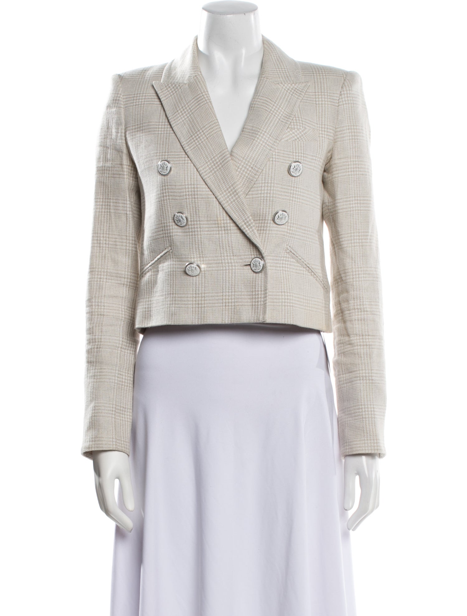 Veronica Beard Linen Plaid Print Blazer