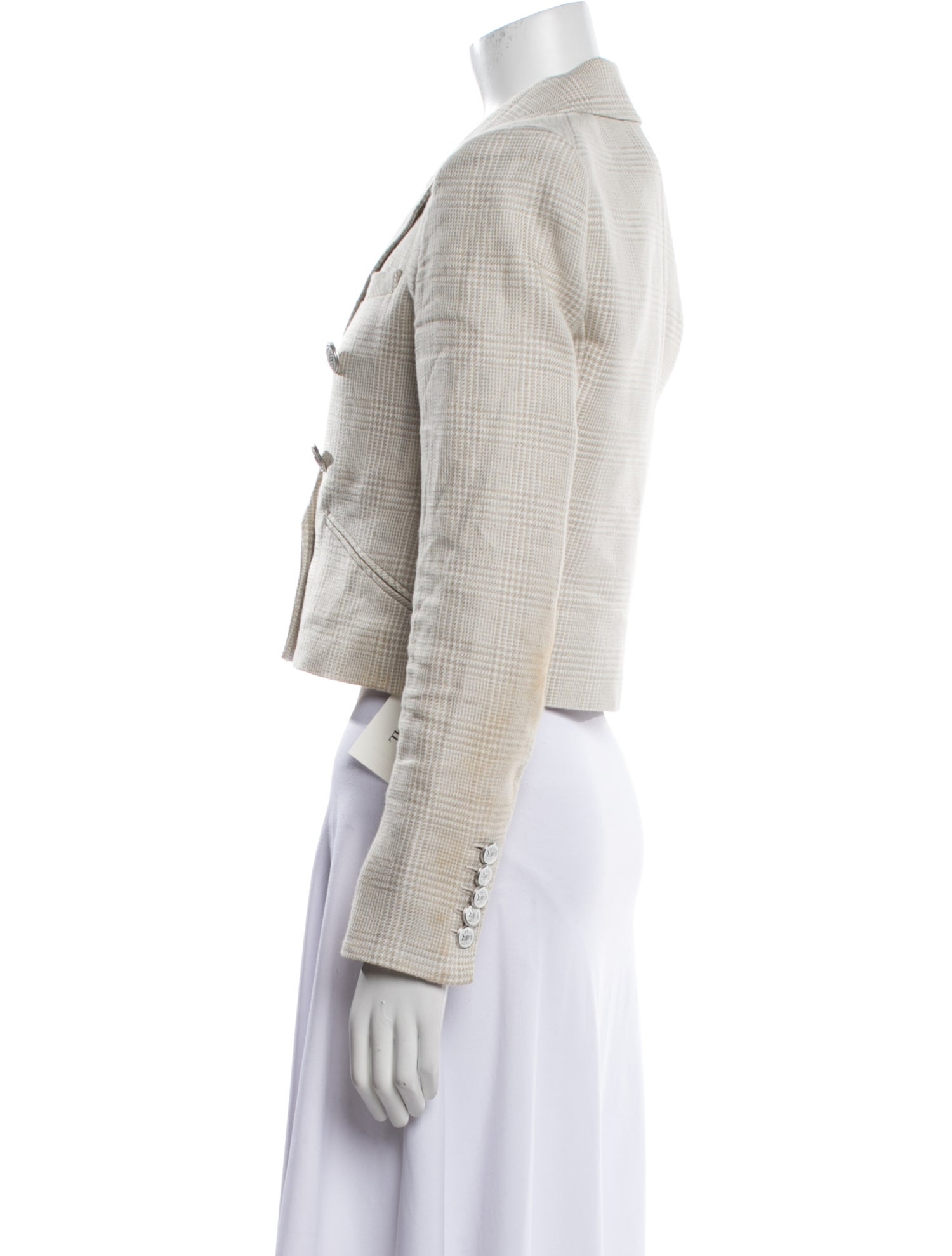 Veronica Beard Linen Plaid Print Blazer