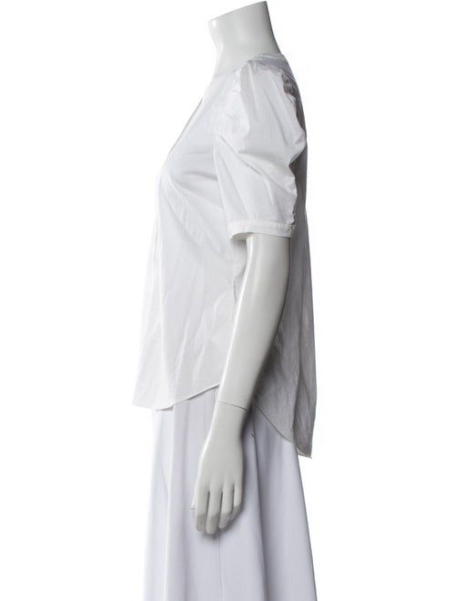 Veronica Beard V-Neck Short Sleeve Button-Up Top