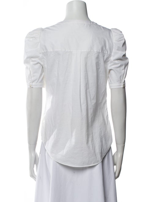 Veronica Beard V-Neck Short Sleeve Button-Up Top