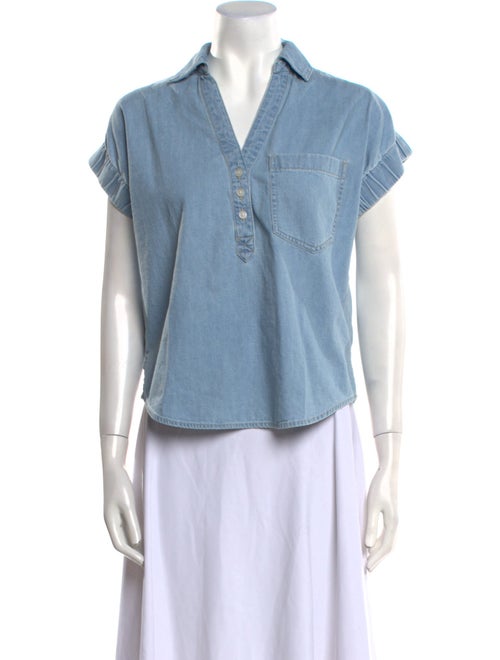 Veronica Beard V-Neck Short Sleeve Polo