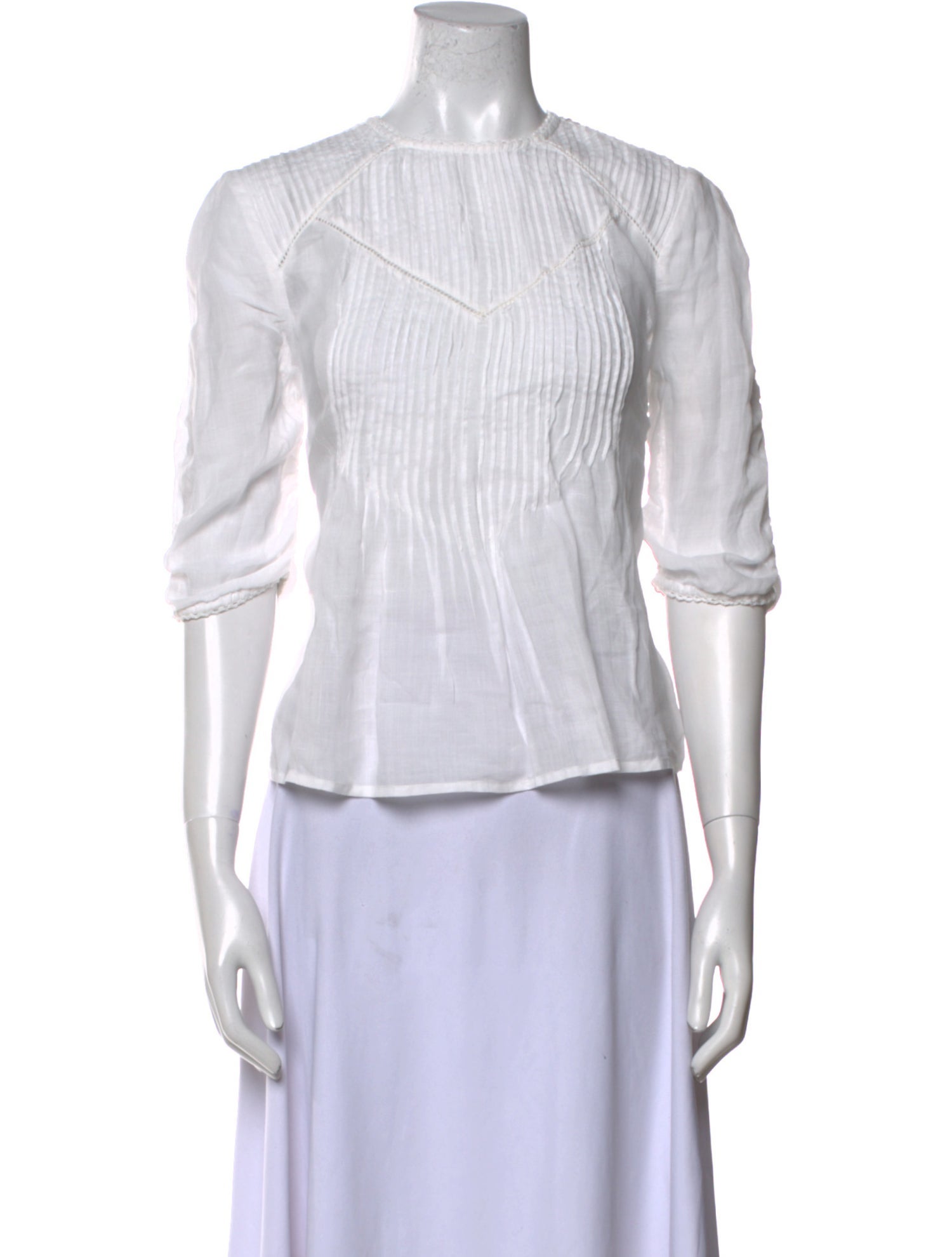 Veronica Beard Scoop Neck Three-Quarter Sleeve Top