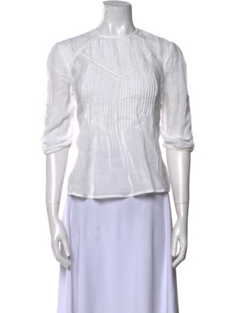 Veronica Beard Scoop Neck Three-Quarter Sleeve Top