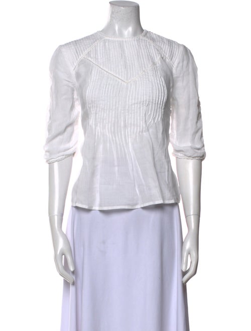 Veronica Beard Scoop Neck Three-Quarter Sleeve Top