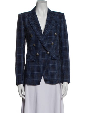 Veronica Beard Virgin Wool Plaid Print Blazer
