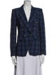 Veronica Beard Virgin Wool Plaid Print Blazer
