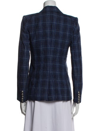 Veronica Beard Virgin Wool Plaid Print Blazer
