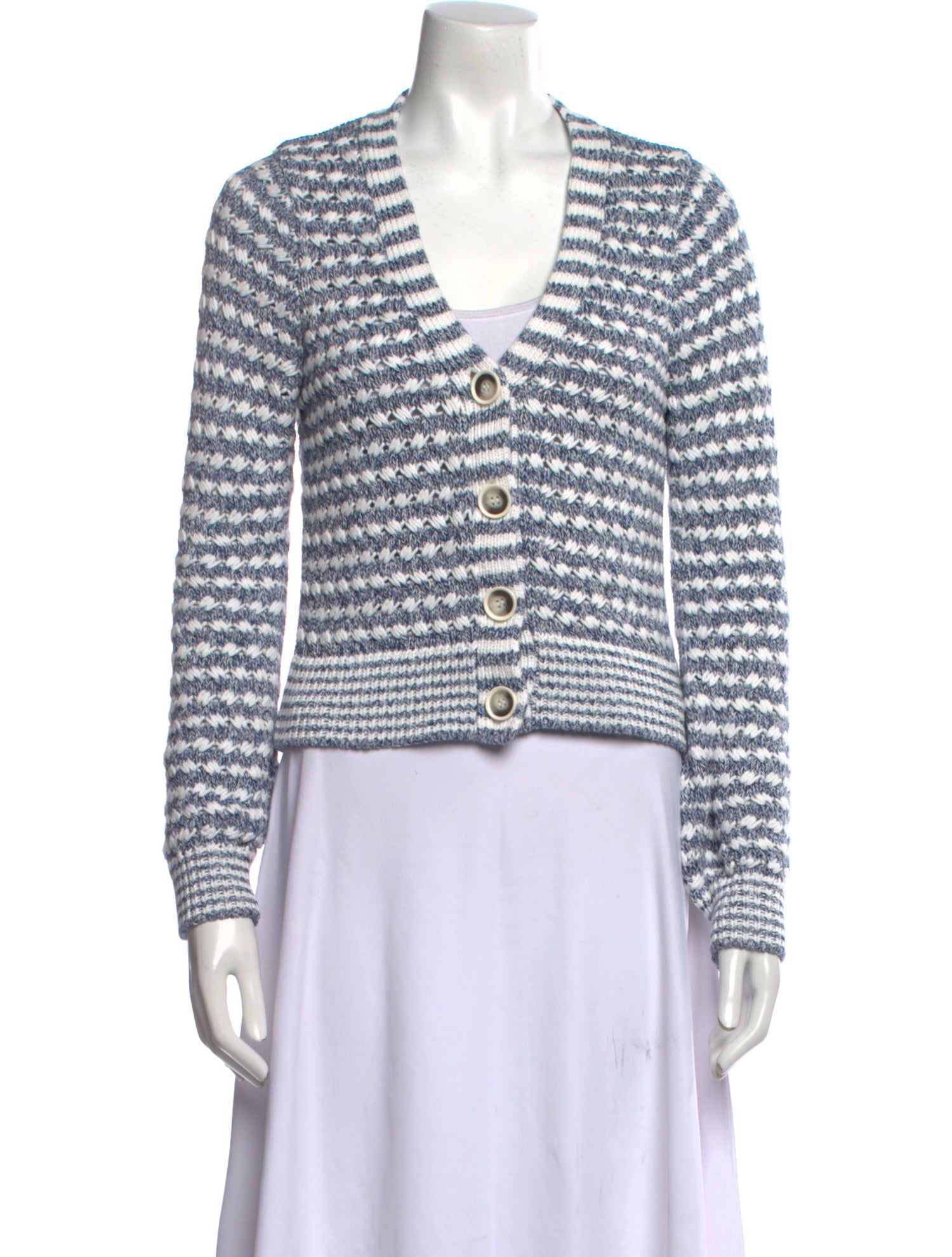 Veronica Beard Printed V-Neck Sweater