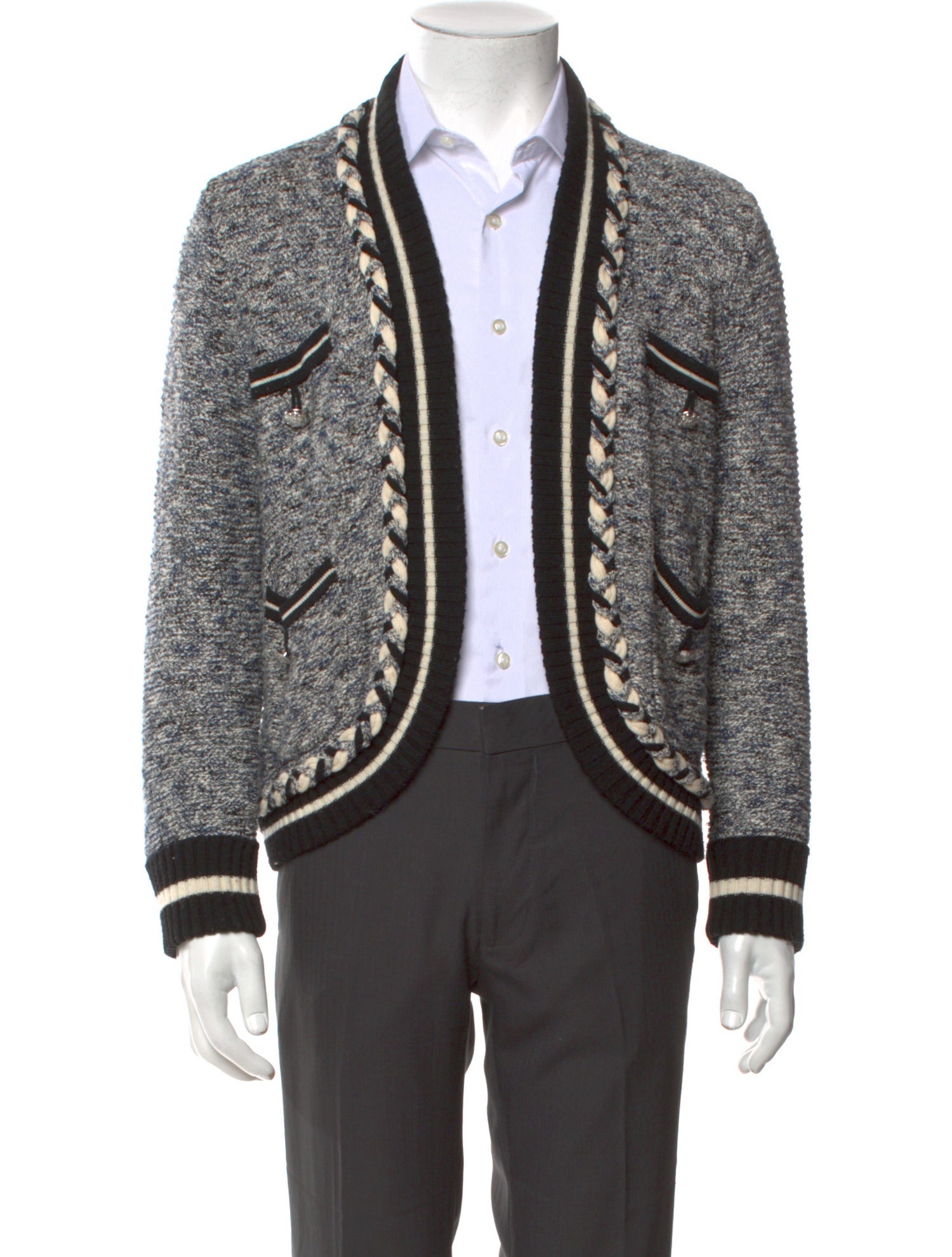 Veronica Beard Tweed Pattern Open Front Cardigan