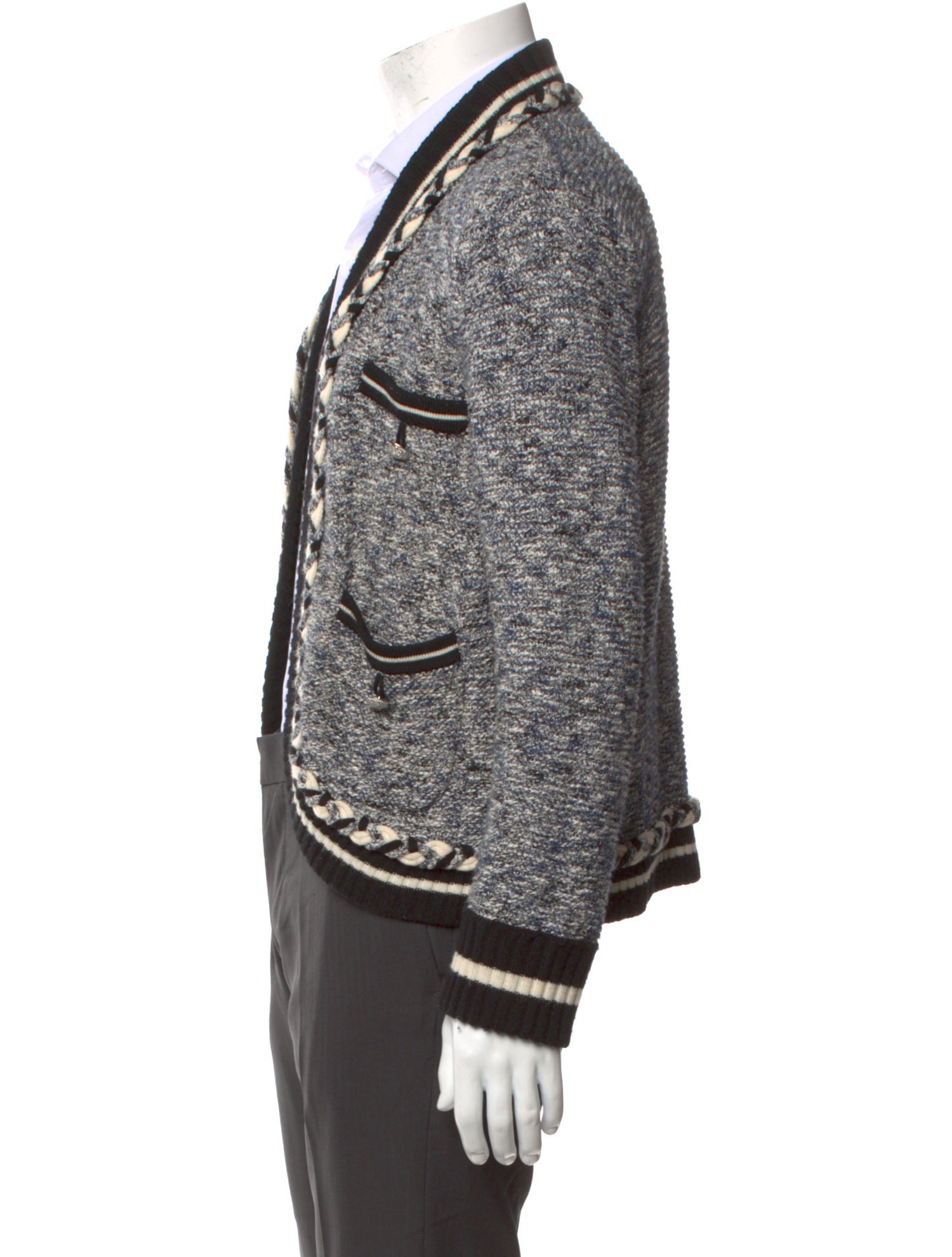 Veronica Beard Tweed Pattern Open Front Cardigan