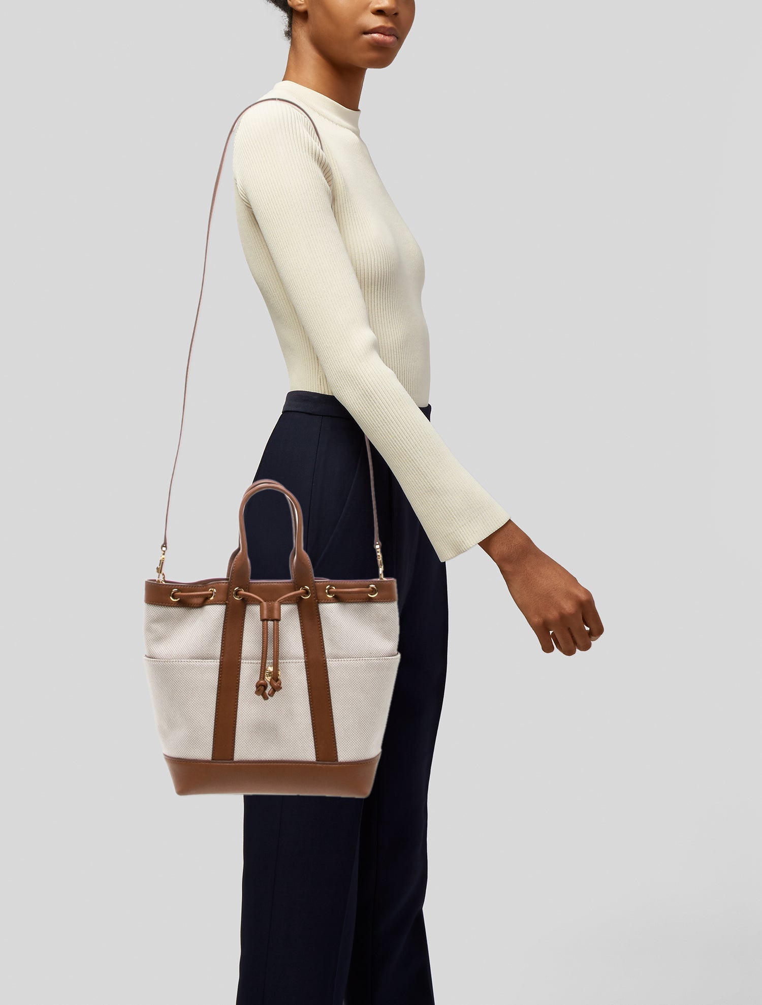 Veronica Beard Canvas Bucket Bag