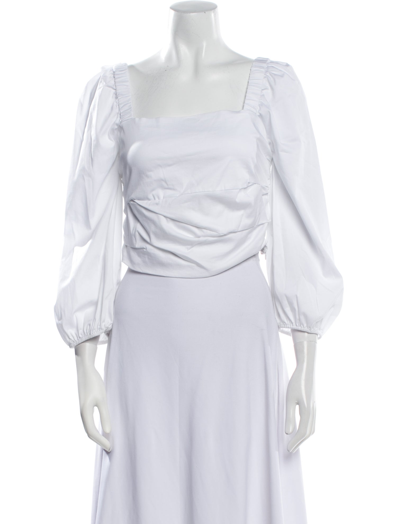 Veronica Beard Square Neckline Three-Quarter Sleeve Crop Top