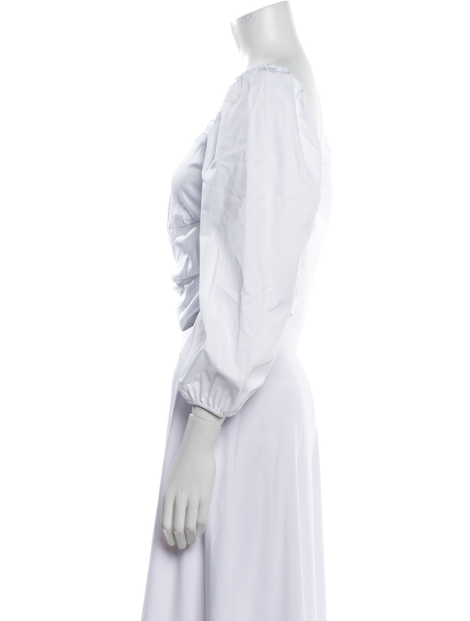 Veronica Beard Square Neckline Three-Quarter Sleeve Crop Top