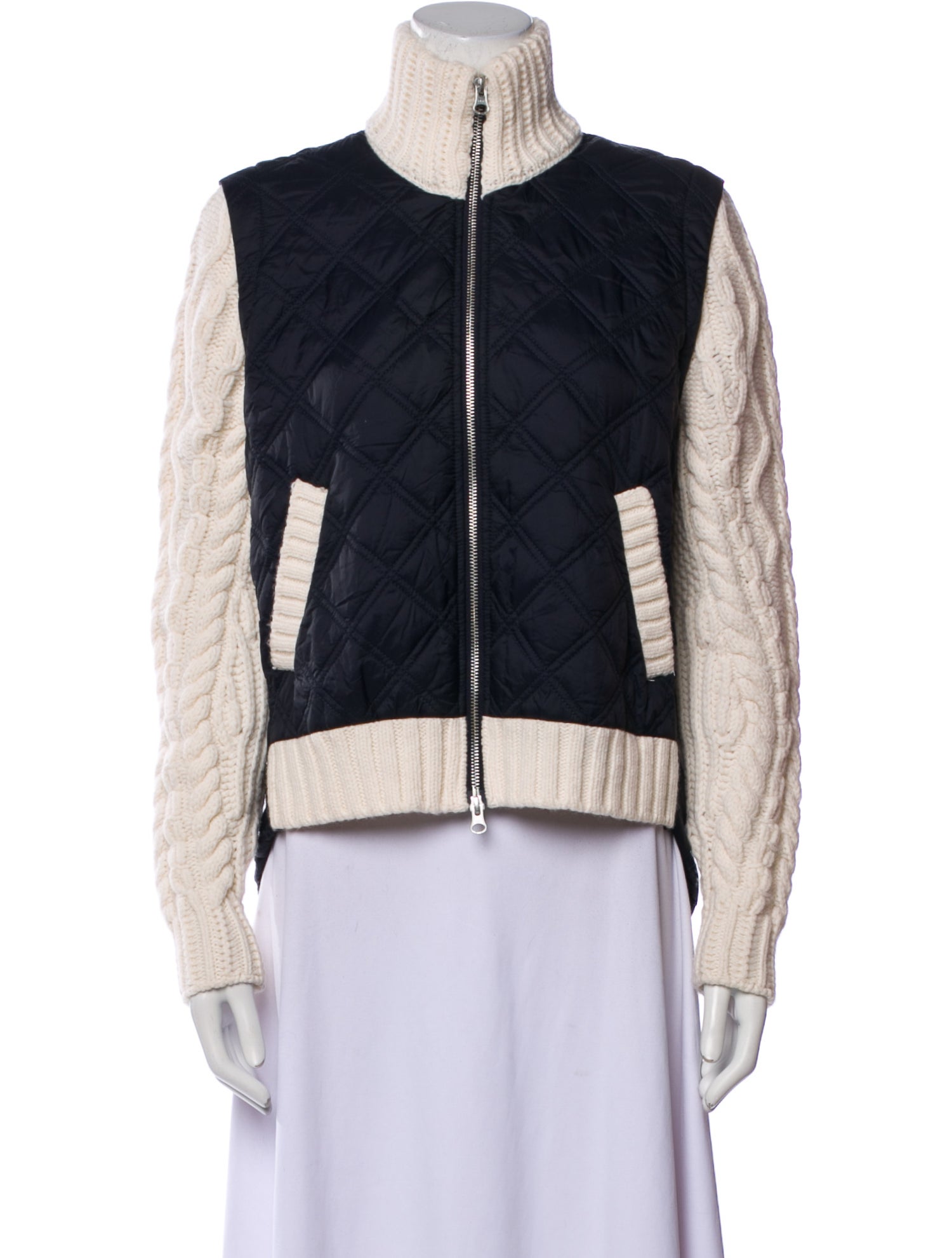 Veronica Beard Wool Colorblock Pattern Bomber Jacket