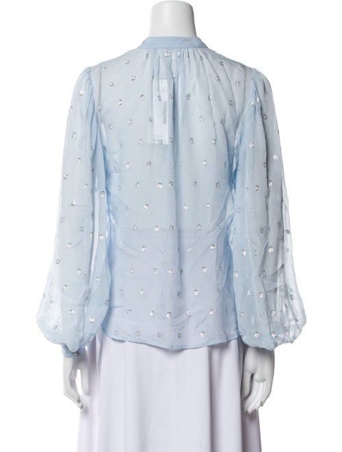 Veronica Beard Polka Dot Print Mock Neck Button-Up Top