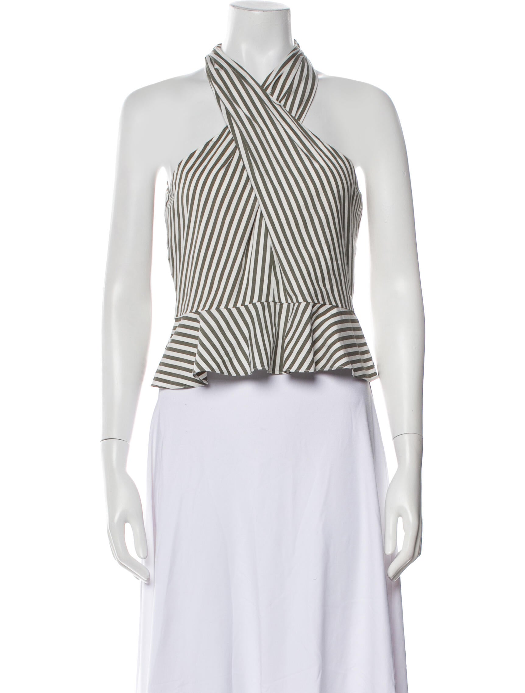 Veronica Beard Striped Halterneck Crop Top