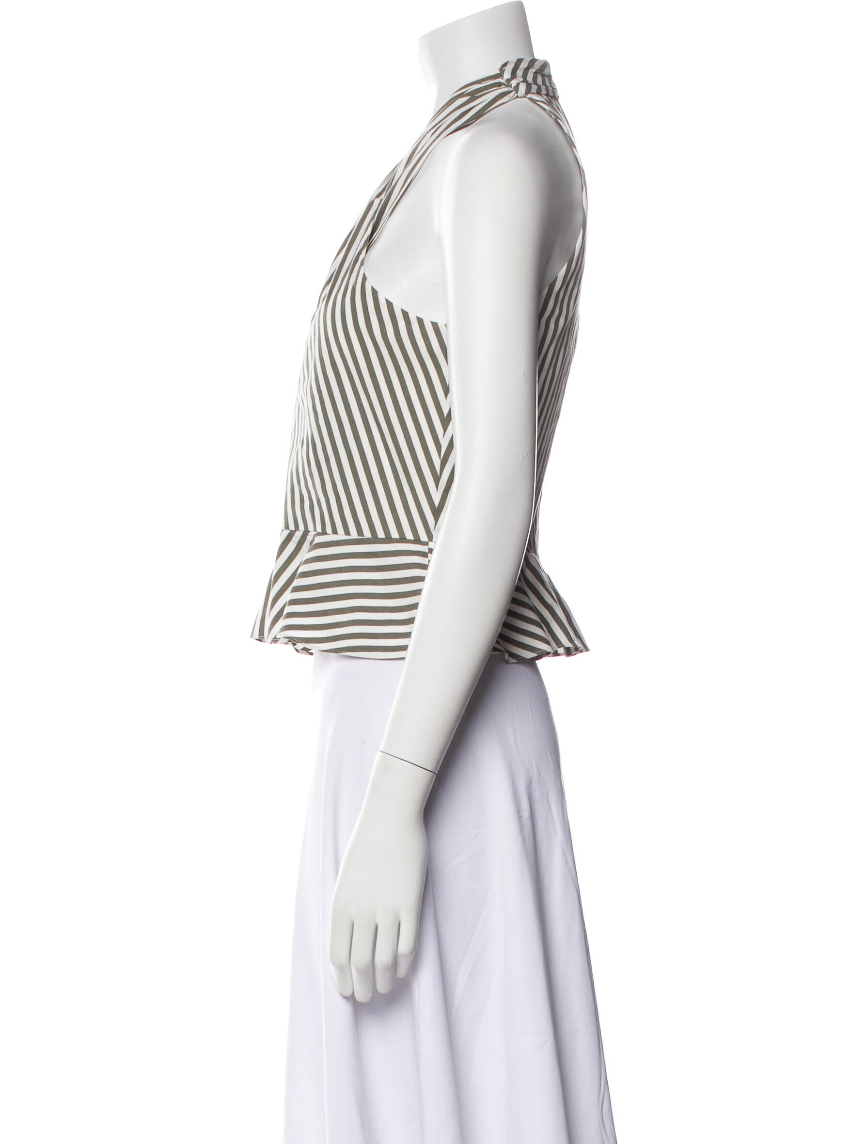 Veronica Beard Striped Halterneck Crop Top