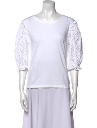 Veronica Beard Scoop Neck Three-Quarter Sleeve T-Shirt