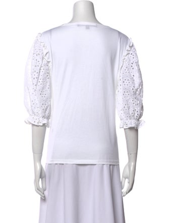 Veronica Beard Scoop Neck Three-Quarter Sleeve T-Shirt