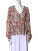 Veronica Beard Floral Print V-Neck Blouse