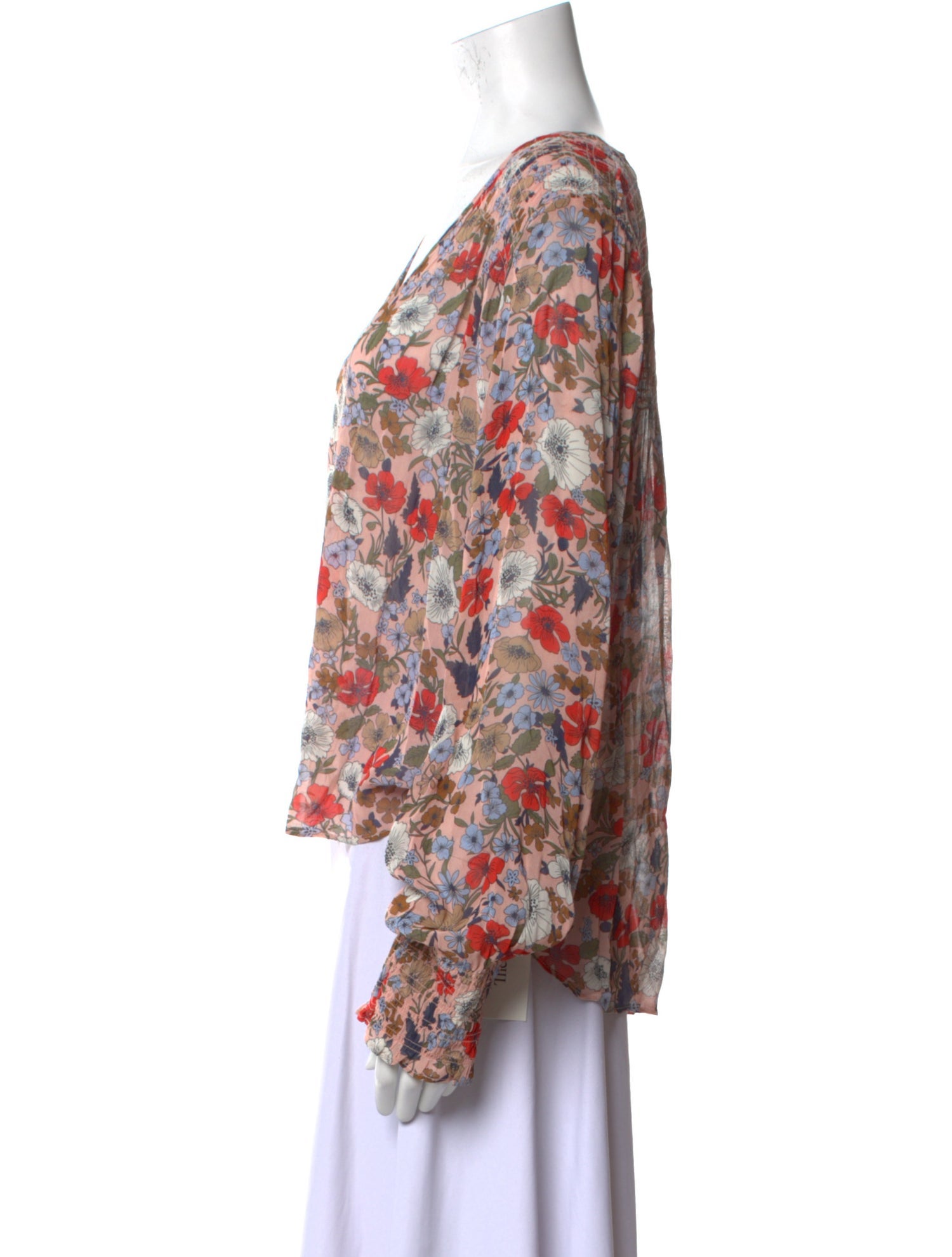 Veronica Beard Floral Print V-Neck Blouse