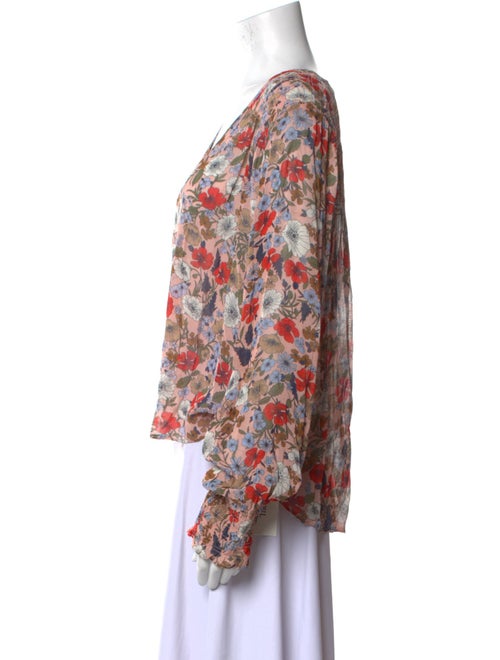 Veronica Beard Floral Print V-Neck Blouse