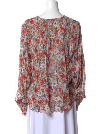 Veronica Beard Floral Print V-Neck Blouse