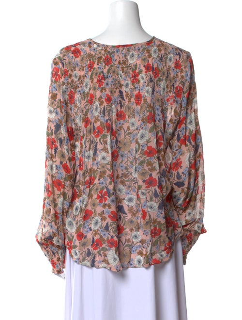 Veronica Beard Floral Print V-Neck Blouse