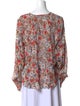 Veronica Beard Floral Print V-Neck Blouse