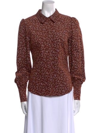 Veronica Beard Printed Long Sleeve Button-Up Top