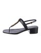 Veronica Beard Leather Chain-Link Accents T-Strap Sandals