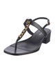Veronica Beard Leather Chain-Link Accents T-Strap Sandals