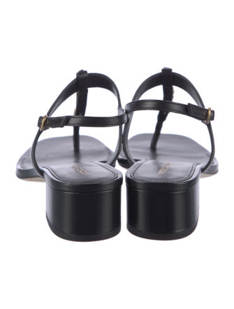 Veronica Beard Leather Chain-Link Accents T-Strap Sandals