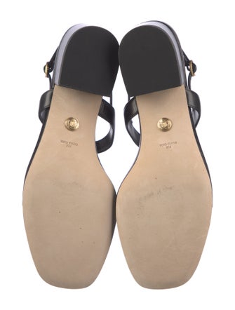 Veronica Beard Leather Chain-Link Accents T-Strap Sandals