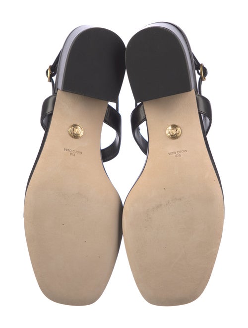 Veronica Beard Leather Chain-Link Accents T-Strap Sandals