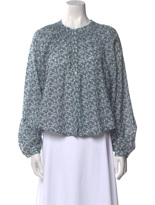 Veronica Beard Floral Print Crew Neck Blouse