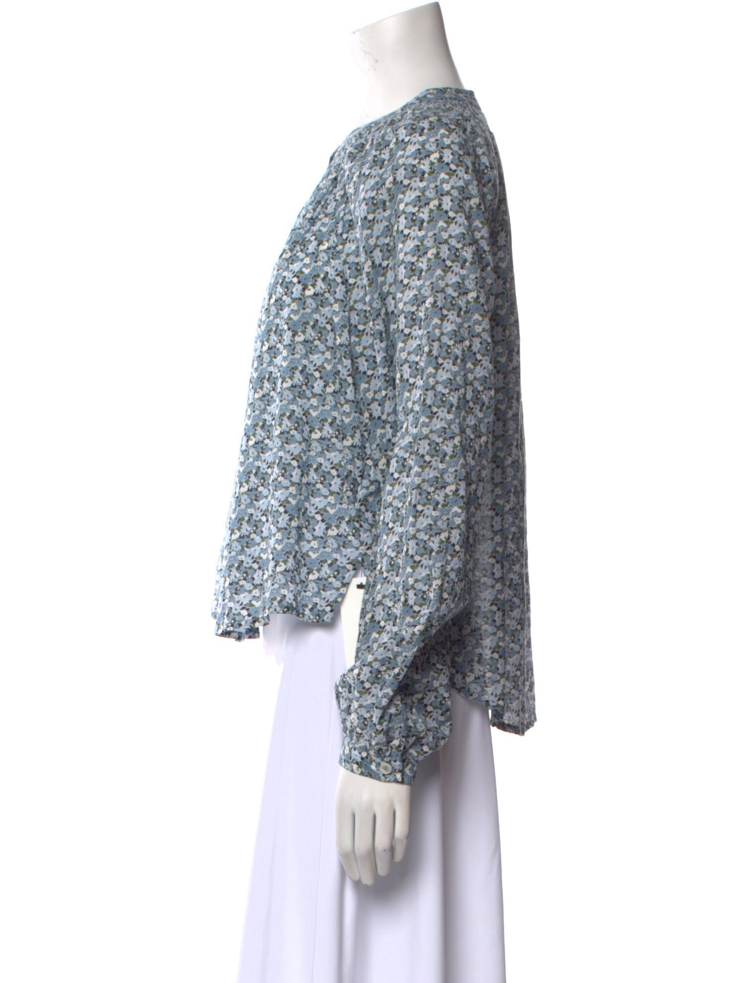 Veronica Beard Floral Print Crew Neck Blouse