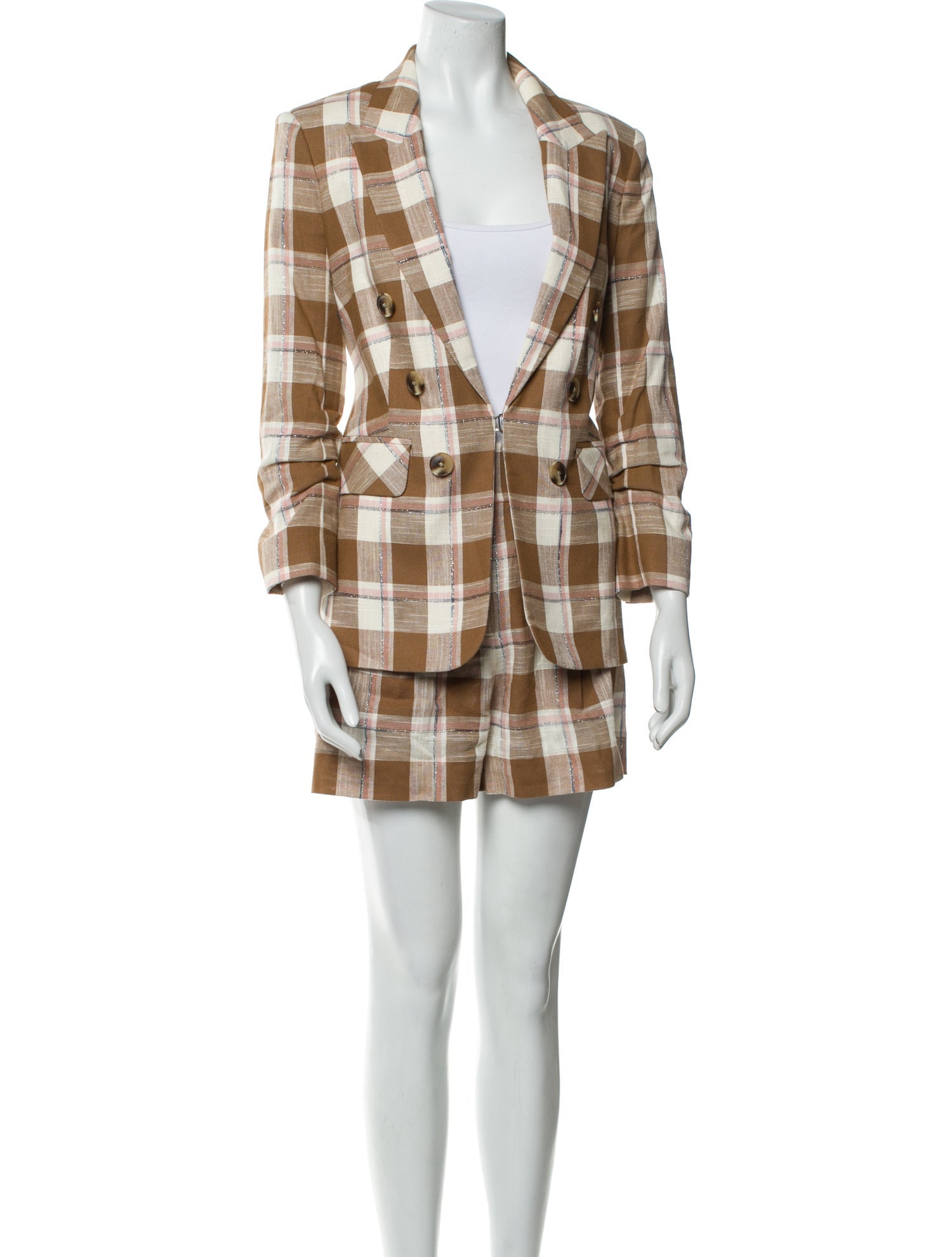 Veronica Beard Plaid Print Short Set