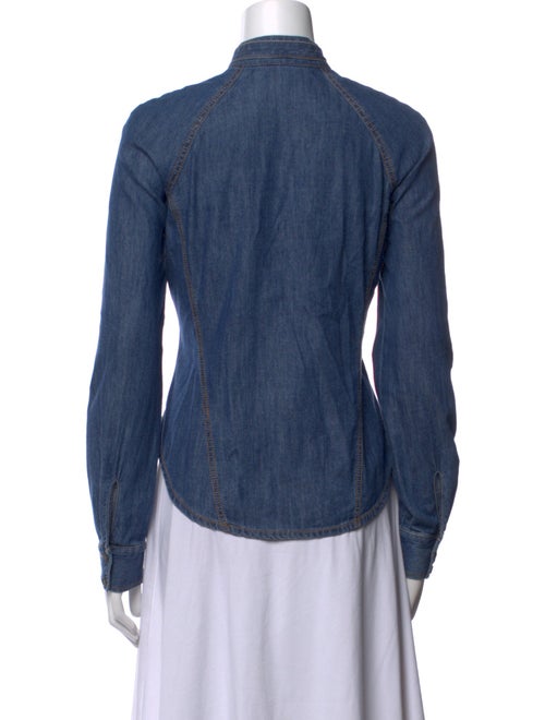 Veronica Beard Mock Neck Long Sleeve Button-Up Top