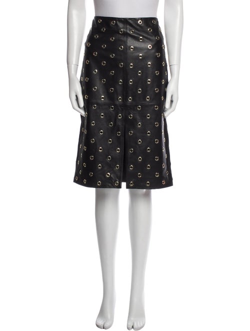 Veronica Beard Lamb Leather Knee-Length Skirt