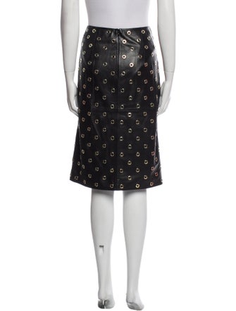 Veronica Beard Lamb Leather Knee-Length Skirt