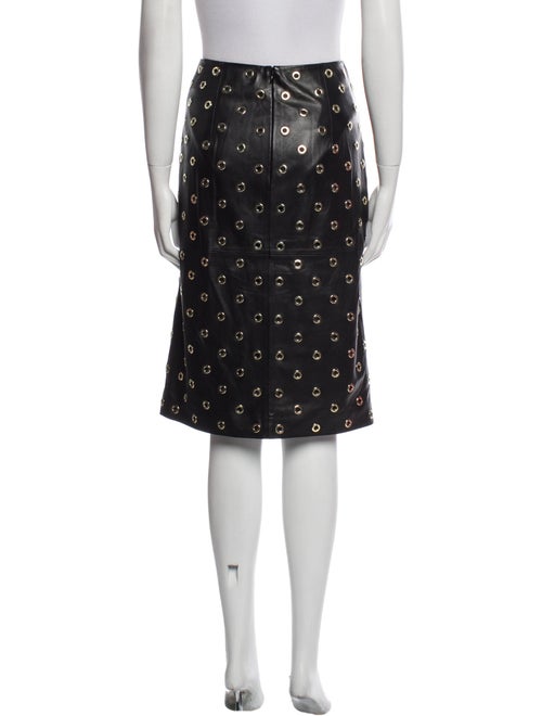 Veronica Beard Lamb Leather Knee-Length Skirt