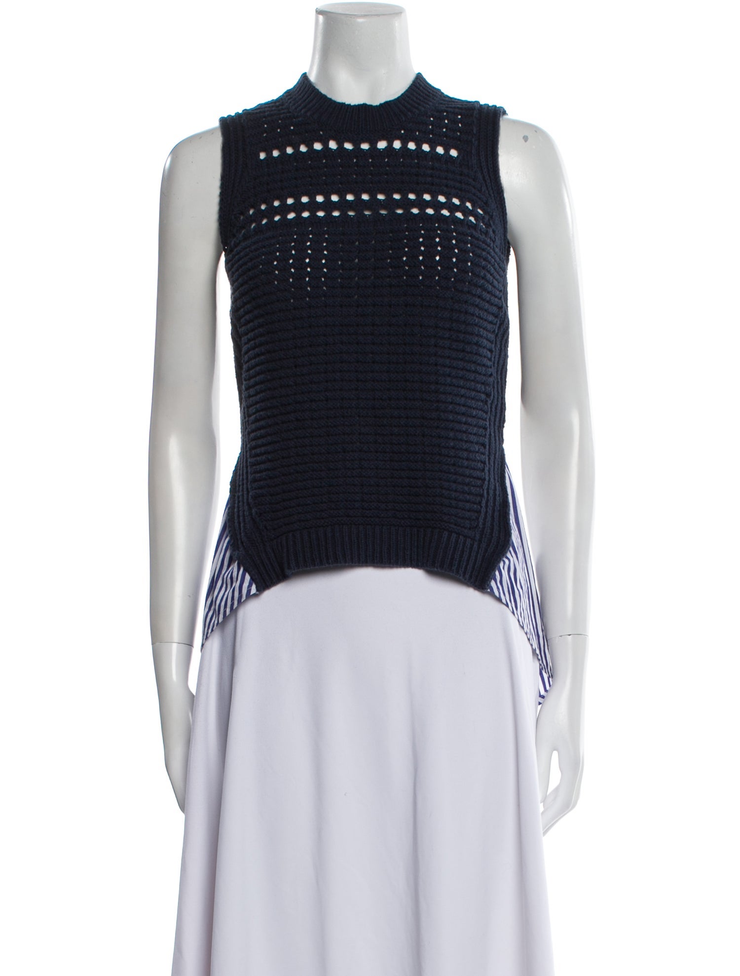 Veronica Beard Mock Neck Sleeveless Crop Top