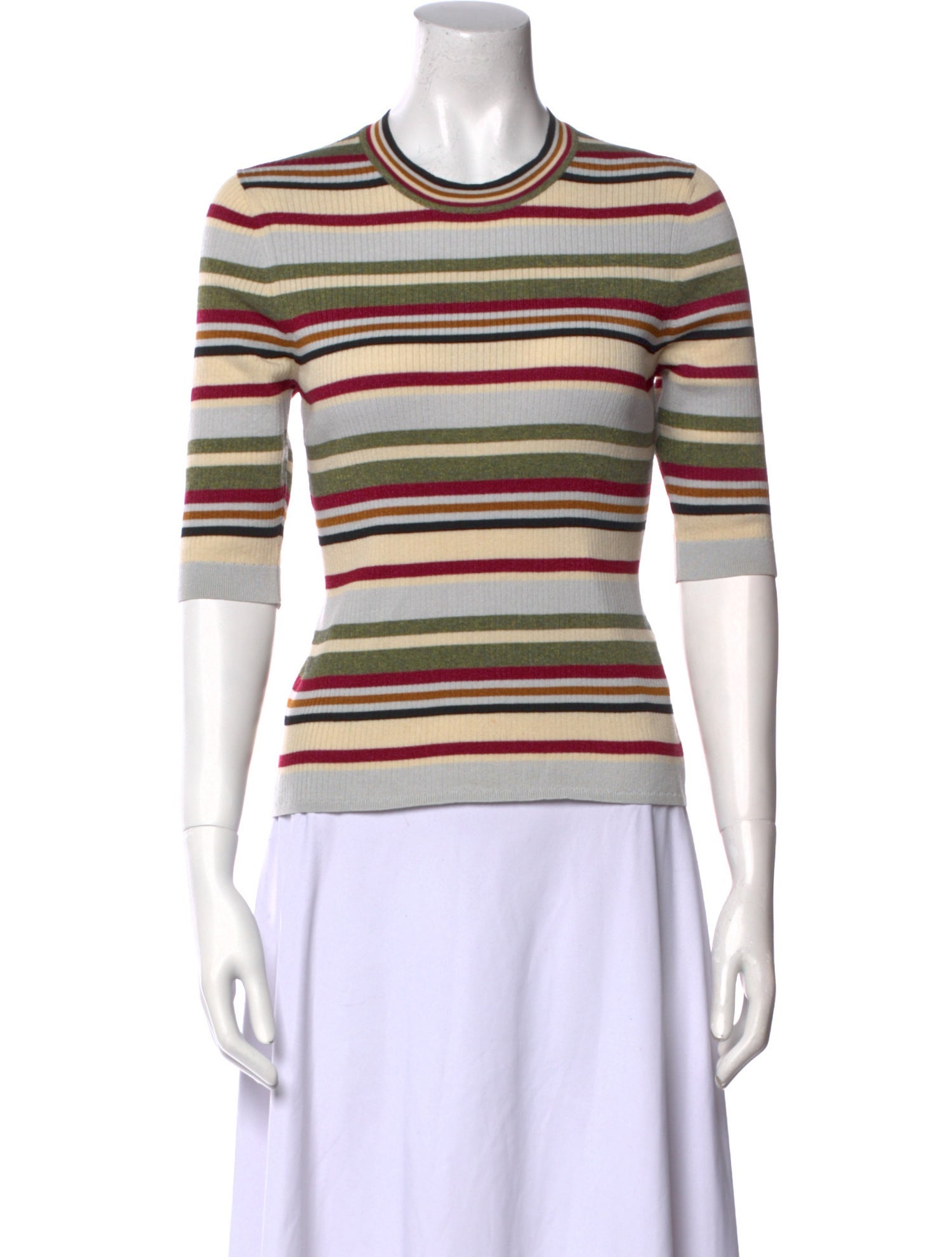 Veronica Beard Striped Crew Neck Top