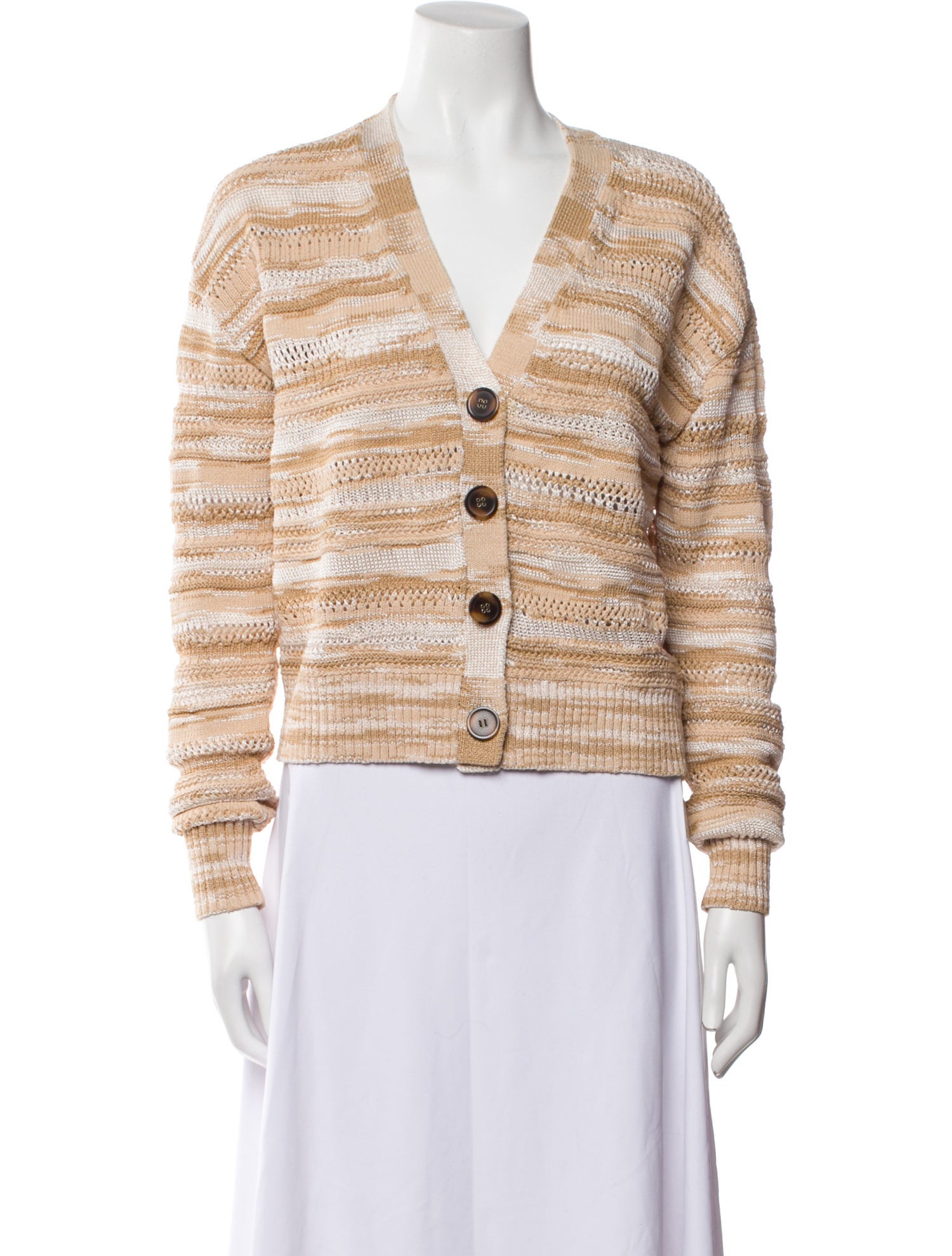 Veronica Beard Striped V-Neck Sweater