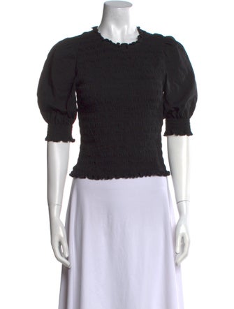 Veronica Beard Crew Neck Short Sleeve Crop Top