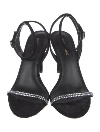 Veronica Beard Suede Crystal Embellishments Sandals