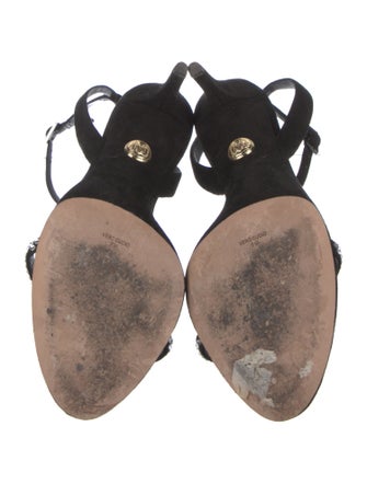 Veronica Beard Suede Crystal Embellishments Sandals