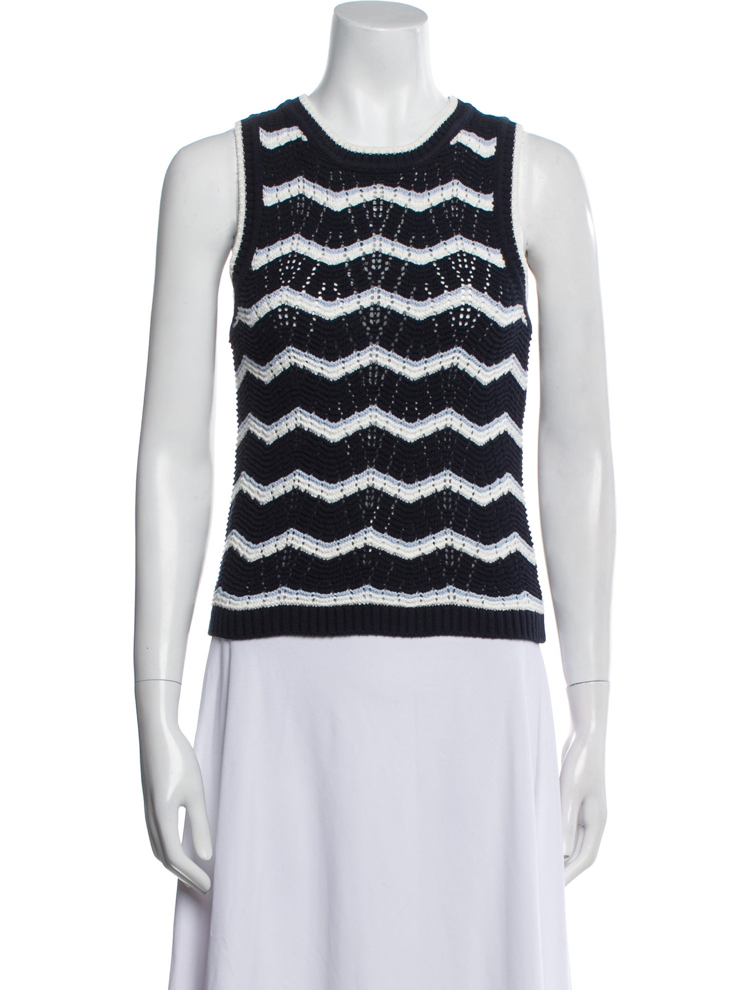 Veronica Beard Striped Crew Neck Top