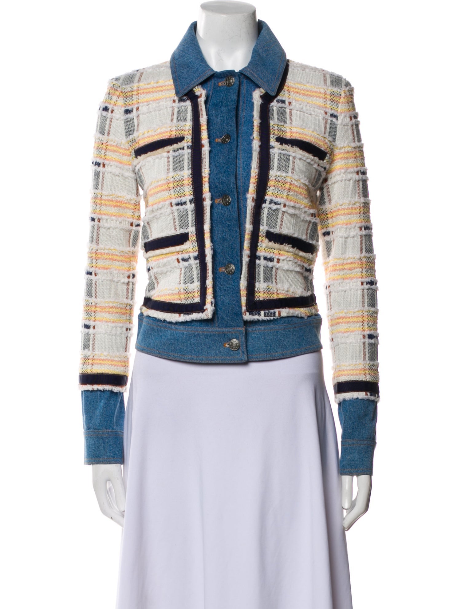 Veronica Beard Tweed Pattern Denim Jacket